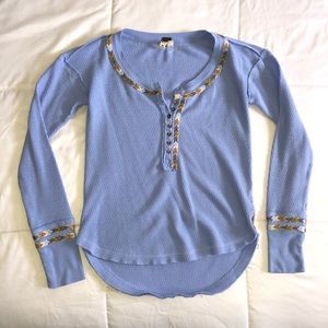 Free People Rainbow Thermal Periwinkle Blue